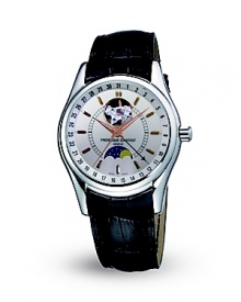 The Frederique Constant Moon Timer watch boasts classic design that is both ultra-clean and functional. The Frederique Constant Moon Timer watch boasts classic design that is both ultra-clean and functional.