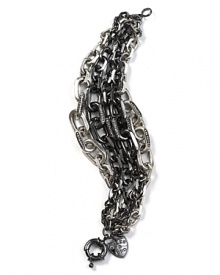 A covet-worthy take on chain, Giles & Brother's graduated silver and hematite bracelet is a cool-girl must. Worn with jersey separates or chunky knits, this accessory adds instant edge. A covet-worthy take on chain, Giles & Brother's graduated silver and hematite bracelet is a cool-girl must. Worn with jersey separates or chunky knits, this accessory adds instant edge.