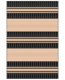Stripecast: with wide, colorblocked bands and rich texture, Liorra Manne's Tropez Stripe rug has the ability to pull a room together in chic, relaxed style. UV-stabilized, mold and mildew-resistant, the versatile rug in black and oatmeal hues is equally pretty indoors or out.