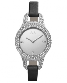 Swarovski elements crystallize the slim silhouette of this AX Armani Exchange watch. Swarovski elements crystallize the slim silhouette of this AX Armani Exchange watch.