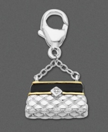Indulge your passion for shopping with this adorable sterling silver handbag charm featuring 14k gold and black onyx detail. Approximate drop: 1 inch. Indulge your passion for shopping with this adorable sterling silver handbag charm featuring 14k gold and black onyx detail. Approximate drop: 1 inch.