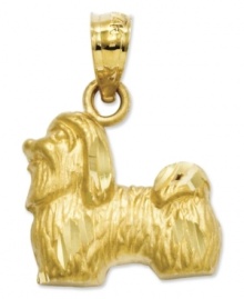 Pay tribute to your favorite breed! This adorable Shih Tzu charm will melt your heart. Crafted in diamond-cut 14k gold. Chain not included. Approximate length: 7/10 inch. Approximate width: 1/2 inch. Pay tribute to your favorite breed! This adorable Shih Tzu charm will melt your heart. Crafted in diamond-cut 14k gold. Chain not included. Approximate length: 7/10 inch. Approximate width: 1/2 inch.