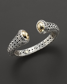 From the Palu collection, woven chain kick cuff with 22 Kt. gold rounded tips. Designed by John Hardy. From the Palu collection, woven chain kick cuff with 22 Kt. gold rounded tips. Designed by John Hardy.