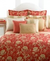 A lively, chinoiserie-inspired pattern adorns Lauren Ralph Lauren's Villa Camelia duvet cover in a bold paprika hue for a chic and inviting result. Woven of pure cotton.