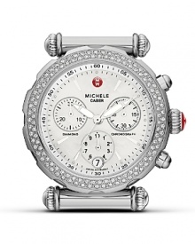 A timeless blend of classic design with modern style, this diamond-encrusted watch from Michele is an-ever chic choice. With Ronda movement and a diamond bezel, it perfects luxury accessorizing. A timeless blend of classic design with modern style, this diamond-encrusted watch from Michele is an-ever chic choice. With Ronda movement and a diamond bezel, it perfects luxury accessorizing.