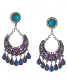 Spruce up your look with a touch of spring. Carolee's chic chandelier earrings feature intricate plastic beading in bright blue hues and pretty pastels. Set in silver tone mixed metal. Approximate drop: 3 inches. Spruce up your look with a touch of spring. Carolee's chic chandelier earrings feature intricate plastic beading in bright blue hues and pretty pastels. Set in silver tone mixed metal. Approximate drop: 3 inches.