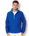 This bright and lightweight bomber jacket from Nautica is a great alternative for warmer fall weather.