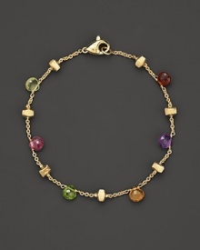 From the Paradise collection, the single stranded, multi-colored semi precious stone bracelet, designed by Marco Bicego. From the Paradise collection, the single stranded, multi-colored semi precious stone bracelet, designed by Marco Bicego.