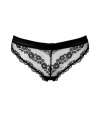 Super sultry black lace thong with satin trim - This comfortable yet sexy thong is perfect under any outfit - Feminine cut with lavish black floral lace and a satin waistband - Made by high-end French lingerie designer Chantal Thomass