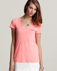 Shift your look from neutral to neon in this bold Theory top, driving weekend looks home with high-powered style. Shift your look from neutral to neon in this bold Theory top, driving weekend looks home with high-powered style.
