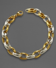 Alternating loops of sterling silver and 14k gold over sterling silver add sunny style to every look. Approximate bracelet length: 8 inches. Alternating loops of sterling silver and 14k gold over sterling silver add sunny style to every look. Approximate bracelet length: 8 inches.