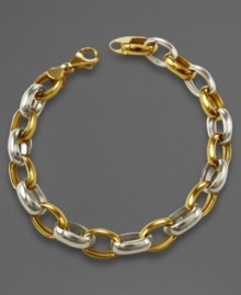 Alternating loops of sterling silver and 14k gold over sterling silver add sunny style to every look. Approximate bracelet length: 8 inches.