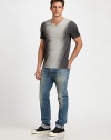 Sprayed, fading effect makes this laid-back tee both cool and comfortable.V-neckCottonMachine washImported
