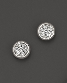 Diamond clusters are bezel-set in 14K white gold. Diamond clusters are bezel-set in 14K white gold.