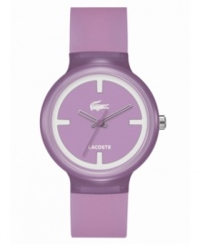 This unisex Goa watch from Lacoste takes preppy styling to new, colorful levels. This unisex Goa watch from Lacoste takes preppy styling to new, colorful levels.