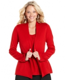Team your casual bottoms with Charter Club's layered look plus size top, highlighted by metallic stripes. Team your casual bottoms with Charter Club's layered look plus size top, highlighted by metallic stripes.