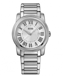 Hugo Boss creates timeless style with this sleek steel watch.