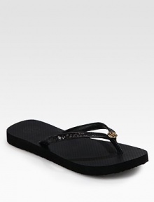 Whether on the beach or running errands, this seasonal essential has glittery straps for a distinctive look. PVC upper with glitter-coated trimRubber lining and solePadded insoleImportedThis style runs true to size. We recommend ordering your usual size for a standard fit. Whether on the beach or running errands, this seasonal essential has glittery straps for a distinctive look. PVC upper with glitter-coated trimRubber lining and solePadded insoleImportedThis style runs true to size. We recommend ordering your usual size for a standard fit.
