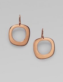 Smooth, organically shaped, square design in sterling silver and 18k gold, finished in the warmth of 18k rose goldplating. 18k gold and sterling silver with 18k rose goldplatingLength, about 1½Hook backImported 