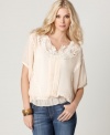 Romantic lace adorns the blouson shape of this top from Buffalo Jeans for a timeless look. Make it casual with jeans, or go for full-on drama with a maxi skirt.