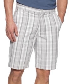 Don't fall flat. These plaid shorts from Alfani give you sophisticated summer style all season long. Don't fall flat. These plaid shorts from Alfani give you sophisticated summer style all season long.