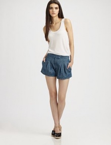 A featherweight crewneck tank made of cotton blend Italian fabrics for an airy everyday essential. Scoop necklineSleevelessShirttail hem70% cotton/30% nylonDry cleanMade in USAModel shown is 5'10 (177cm) wearing US size Small. A featherweight crewneck tank made of cotton blend Italian fabrics for an airy everyday essential. Scoop necklineSleevelessShirttail hem70% cotton/30% nylonDry cleanMade in USAModel shown is 5'10 (177cm) wearing US size Small.