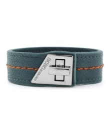 Lock up bold seasonal style! BCBGeneration's trendy turnlock cuff bracelet features a green PVC strap with bright orange stitching and silver tone mixed metal closure. Approximate length: 8-1/2 inches. Lock up bold seasonal style! BCBGeneration's trendy turnlock cuff bracelet features a green PVC strap with bright orange stitching and silver tone mixed metal closure. Approximate length: 8-1/2 inches.