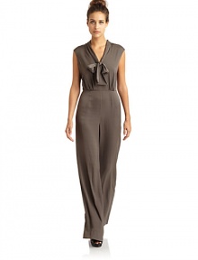 THE LOOKTie neckV-neckSeamed waistDual seam pocketsKeyhole back button closureBack zipperTHE FITRise, about 13Inseam, about 34THE MATERIALPolyesterCARE & ORIGINDry cleanImportedModel shown is 5'8 (172½cm) wearing US size Small. THE LOOKTie neckV-neckSeamed waistDual seam pocketsKeyhole back button closureBack zipperTHE FITRise, about 13Inseam, about 34THE MATERIALPolyesterCARE & ORIGINDry cleanImportedModel shown is 5'8 (172½cm) wearing US size Small.