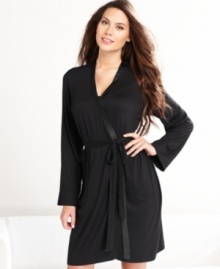 Lounge around in the easy comfort of Alfani's Essentials wrap. This lightweight style features long-sleeves and both an inner and outer tie. Lounge around in the easy comfort of Alfani's Essentials wrap. This lightweight style features long-sleeves and both an inner and outer tie.