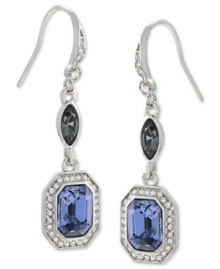 Add some sparkle to your evening with these drop earrings from Carolee. Crafted from silver-tone mixed metal and featuring an emerald-cut glass stone at the center, this pair shines with added glass accents. Approximate drop: 2 inches. Add some sparkle to your evening with these drop earrings from Carolee. Crafted from silver-tone mixed metal and featuring an emerald-cut glass stone at the center, this pair shines with added glass accents. Approximate drop: 2 inches.