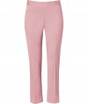 Chic pants in fine, cotton stretch blend - On-trend in pale pink - Slim cut crops at ankles - Slim, medium rise flat front, with side zip and welt pockets at rear - Crease detail flatters and elongates the leg - Elegant and ultra-versatile, ideal for work or weekend - Pair with a cardigan, simple t-shirt or tank and leather flats, or dress up with a silk blouse, blazer and peep toe pumps