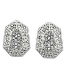 Geometric glamour. A unique trapezoid-like silhouette adds contemporary chic to Vince Camuto's stylish stud earrings. Bedecked with dazzling pave crystals, wear them day or night for serious sparkle. Set in silver tone mixed metal. Approximate diameter: 3/4. Geometric glamour. A unique trapezoid-like silhouette adds contemporary chic to Vince Camuto's stylish stud earrings. Bedecked with dazzling pave crystals, wear them day or night for serious sparkle. Set in silver tone mixed metal. Approximate diameter: 3/4.