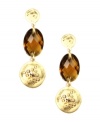 Stunning smokey quartz-colored stones serve as an ideal complement to the gold tone mixed metal on Jones New York's linear drop earrings. Made with plastic stones. Approximate drop: 2-1/4 inches.