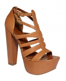 Indulgently delicious. Caramel-colored leather sweetens the deal on the ultra-chunky profile of the Fawnna platform sandals by Jessica Simpson. Indulgently delicious. Caramel-colored leather sweetens the deal on the ultra-chunky profile of the Fawnna platform sandals by Jessica Simpson.