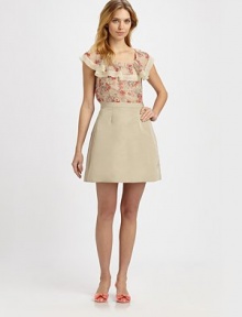 A romantic ruffle neckline is the perfect complement to this allover floral design with unquestionable feminine flair.Flutter necklineAllover floral printBack button closureAbout 26 from shoulder to hemSilkImportedDry clean Model shown is 5'10 (177cm) wearing US size 4. A romantic ruffle neckline is the perfect complement to this allover floral design with unquestionable feminine flair.Flutter necklineAllover floral printBack button closureAbout 26 from shoulder to hemSilkImportedDry clean Model shown is 5'10 (177cm) wearing US size 4.