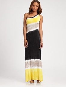 Vibrant tie-dyed print adds a colorblock effect to this floor-sweeping, one-shoulder wonder. Asymmetrical necklineSleevelessPull-on styleAbout 40 from natural waist96% rayon/4% spandexHand washMade in USAModel shown is 5'11 (180cm) wearing US size Small. Vibrant tie-dyed print adds a colorblock effect to this floor-sweeping, one-shoulder wonder. Asymmetrical necklineSleevelessPull-on styleAbout 40 from natural waist96% rayon/4% spandexHand washMade in USAModel shown is 5'11 (180cm) wearing US size Small.