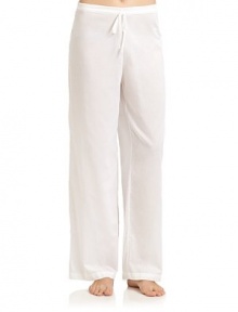 THE LOOKSemi-sheer designElastic, drawstring waistTHE FITPants: rise, about 9; inseam, about 26THE MATERIALCottonCARE & ORIGINMachine washImportedModel shown is 5'10 (177cm) wearing US size Small. THE LOOKSemi-sheer designElastic, drawstring waistTHE FITPants: rise, about 9; inseam, about 26THE MATERIALCottonCARE & ORIGINMachine washImportedModel shown is 5'10 (177cm) wearing US size Small.