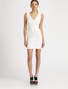 Contour seams bisect at the center of this sleek body-con number crafted from light stretch jersey.V-neckSleevelessSet-in waistCenter back zipperAbout 19 from natural waist50% acetate/40% polyamide/10% elastaneDry cleanMade in USA of imported fabricModel shown is 5'11 (180cm) wearing US size Small.