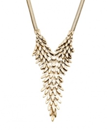 Let nature inspire your style. Bar III's cascading necklace features a pretty v-shape with miniature leaves clustered together. Crafted in antique gold-plated mixed metal. Approximate length: 20 inches + 3-inch extender. Approximate drop: 5-1/2 inches. Let nature inspire your style. Bar III's cascading necklace features a pretty v-shape with miniature leaves clustered together. Crafted in antique gold-plated mixed metal. Approximate length: 20 inches + 3-inch extender. Approximate drop: 5-1/2 inches.