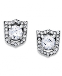 Display your impeccable style with these stud earrings from Juicy couture. In a shield design, they flaunt glistening crystal accents for a lasting effect. Crafted in silver tone mixed metal. Approximate diameter: 1/4 inch. Display your impeccable style with these stud earrings from Juicy couture. In a shield design, they flaunt glistening crystal accents for a lasting effect. Crafted in silver tone mixed metal. Approximate diameter: 1/4 inch.