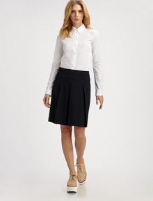 Crisp cotton with just a hint of stretch, finished with a concealed back zip for a flawless fit.Button-down point collarButton frontLong sleeves with button cuffsConcealed back zipAbout 22 from shoulder to hem98% cotton/2% spandexDry cleanMade in Italy of imported fabricModel shown is 5'10½ (179cm) wearing US size 4. Crisp cotton with just a hint of stretch, finished with a concealed back zip for a flawless fit.Button-down point collarButton frontLong sleeves with button cuffsConcealed back zipAbout 22 from shoulder to hem98% cotton/2% spandexDry cleanMade in Italy of imported fabricModel shown is 5'10½ (179cm) wearing US size 4.