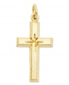 Stay true to your faith. This intricate diamond-cut cross charm makes the perfect symbolic gift. Crafted in 14k gold. Chain not included. Approximate length: 1-1/10 inches. Approximate width: 1/2 inch.