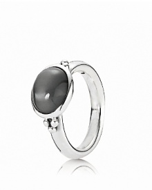 A striking grey moonstone makes a bold statement in a sterling silver bezel setting. Ring by PANDORA. A striking grey moonstone makes a bold statement in a sterling silver bezel setting. Ring by PANDORA.