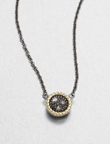 From the Zasha Collection. Unique grey diamond add sparkle to this 14k gold and blackened sterling silver design on a link chain. Grey diamonds, 0.03 tcw14k goldBlackened sterling silverLength, about 16Pendant size, about .27Lobster clasp closureImported 