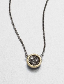 From the Zasha Collection. Unique grey diamond add sparkle to this 14k gold and blackened sterling silver design on a link chain. Grey diamonds, 0.03 tcw14k goldBlackened sterling silverLength, about 16Pendant size, about .27Lobster clasp closureImported From the Zasha Collection. Unique grey diamond add sparkle to this 14k gold and blackened sterling silver design on a link chain. Grey diamonds, 0.03 tcw14k goldBlackened sterling silverLength, about 16Pendant size, about .27Lobster clasp closureImported