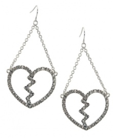 Love can be a dangerous game. GUESS's broken heart earrings capture the emotion in a crystal-encrusted design set in silver tone mixed metal. Approximate drop: 1-1/2 inches. Love can be a dangerous game. GUESS's broken heart earrings capture the emotion in a crystal-encrusted design set in silver tone mixed metal. Approximate drop: 1-1/2 inches.