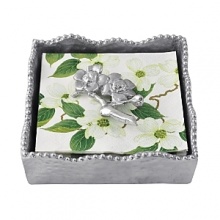 Shaped by hand of durable recycled aluminum, this striking napkin box from Mariposa is detailed with a softly textured finish and beaded edges for a look that's at once organic and refined. A delicate flower blossom-shaped weight keeps napkins firmly in place. Shaped by hand of durable recycled aluminum, this striking napkin box from Mariposa is detailed with a softly textured finish and beaded edges for a look that's at once organic and refined. A delicate flower blossom-shaped weight keeps napkins firmly in place.