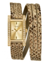 Sink your teeth into the exotic details on this double wrap watch from GUESS. Sink your teeth into the exotic details on this double wrap watch from GUESS.