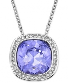 Swarovski adds glamour with a simple touch in the Simplicity pendant necklace. Crafted from rhodium-plated mixed metal, the pendant features a Provence Lavender crystal, offset by pave accents. Approximate length: 15 inches. Approximate drop: 1 inch. Swarovski adds glamour with a simple touch in the Simplicity pendant necklace. Crafted from rhodium-plated mixed metal, the pendant features a Provence Lavender crystal, offset by pave accents. Approximate length: 15 inches. Approximate drop: 1 inch.