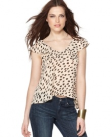 Feminine and altogether sultry, BCBGeneration lightens up a classic animal print top! Feminine and altogether sultry, BCBGeneration lightens up a classic animal print top!